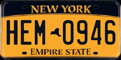NY license plate HEM0946