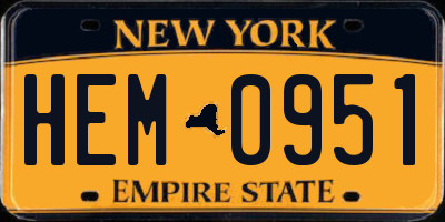 NY license plate HEM0951