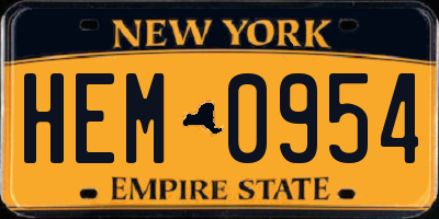 NY license plate HEM0954