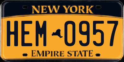 NY license plate HEM0957