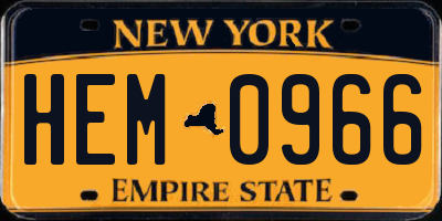 NY license plate HEM0966