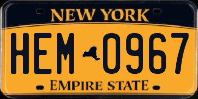 NY license plate HEM0967