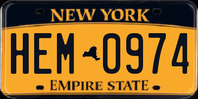 NY license plate HEM0974