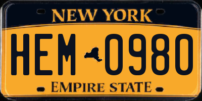 NY license plate HEM0980