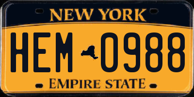 NY license plate HEM0988