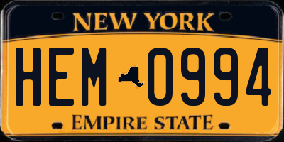 NY license plate HEM0994