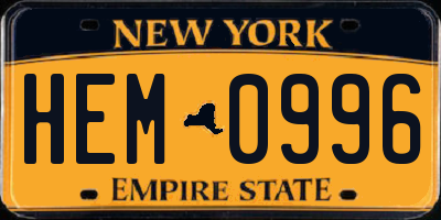 NY license plate HEM0996