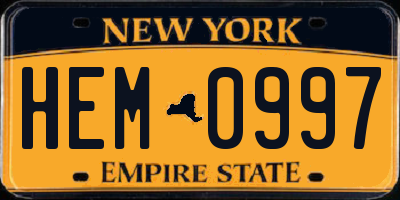 NY license plate HEM0997
