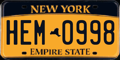 NY license plate HEM0998