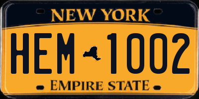 NY license plate HEM1002