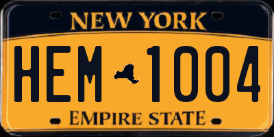 NY license plate HEM1004