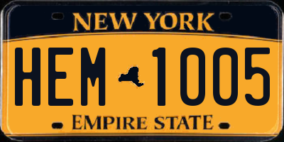 NY license plate HEM1005