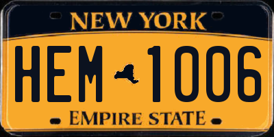 NY license plate HEM1006