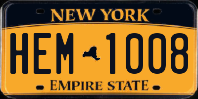 NY license plate HEM1008