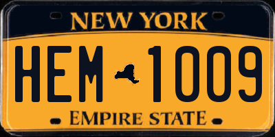 NY license plate HEM1009