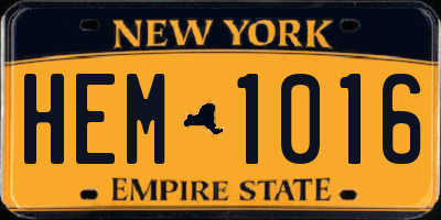 NY license plate HEM1016