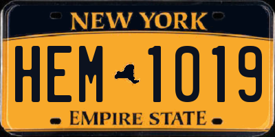NY license plate HEM1019