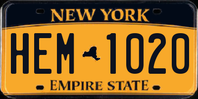 NY license plate HEM1020