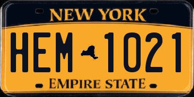 NY license plate HEM1021