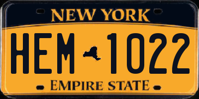 NY license plate HEM1022