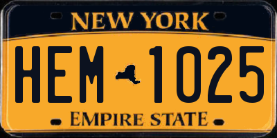 NY license plate HEM1025