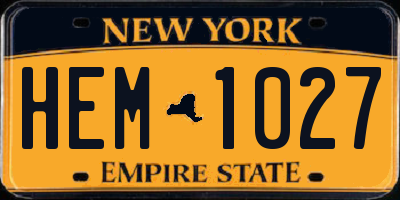 NY license plate HEM1027