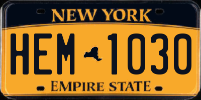NY license plate HEM1030