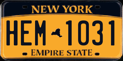NY license plate HEM1031
