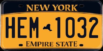 NY license plate HEM1032