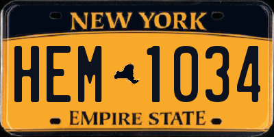 NY license plate HEM1034