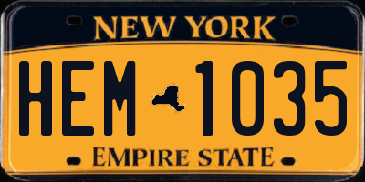 NY license plate HEM1035