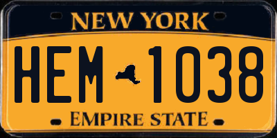 NY license plate HEM1038