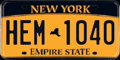 NY license plate HEM1040