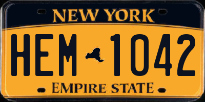 NY license plate HEM1042