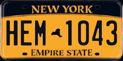 NY license plate HEM1043