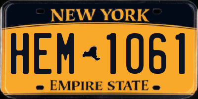 NY license plate HEM1061