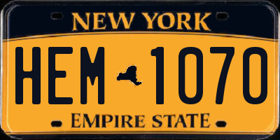 NY license plate HEM1070