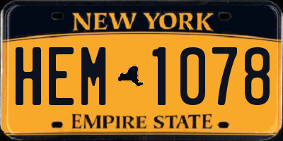 NY license plate HEM1078