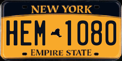 NY license plate HEM1080