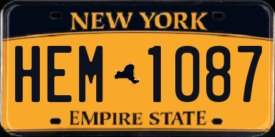 NY license plate HEM1087