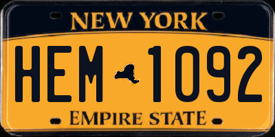 NY license plate HEM1092