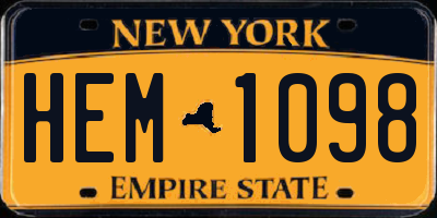 NY license plate HEM1098