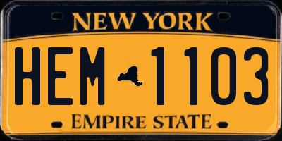 NY license plate HEM1103