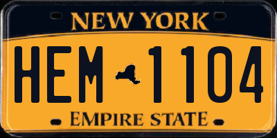 NY license plate HEM1104