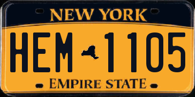 NY license plate HEM1105
