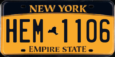 NY license plate HEM1106
