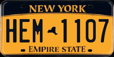 NY license plate HEM1107