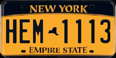 NY license plate HEM1113