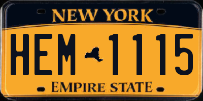 NY license plate HEM1115