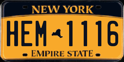 NY license plate HEM1116